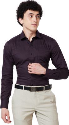 PARK AVENUE Men Striped Formal Purple Shirt