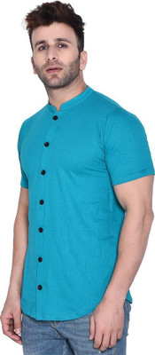 GEUM Men Solid Formal Blue Shirt