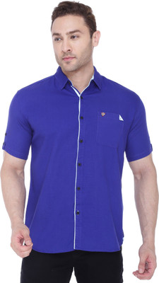 KUONS AVENUE Men Solid Casual Blue Shirt
