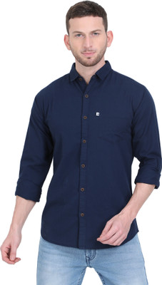AIDAN PAUL Men Dyed/Ombre, Solid Casual Dark Blue Shirt