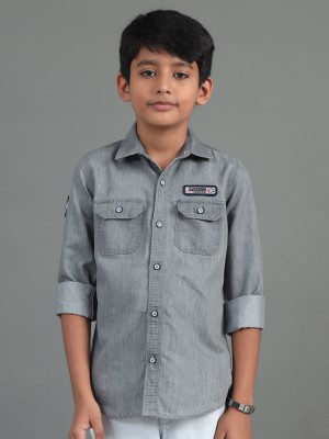 CAZZBA Boys Washed Casual Grey Shirt