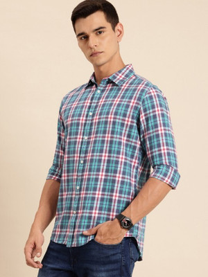 BEING HUMAN Men Solid Casual Blue Shirt