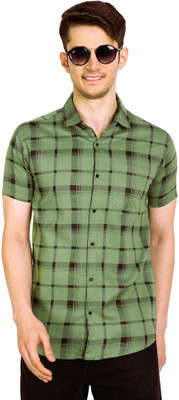Garry Richards Men Checkered Casual Green Shirt