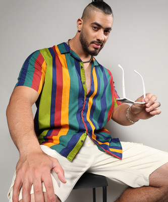 Instafab Plus Men Striped Casual Multicolor Shirt