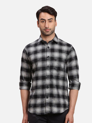 COLORPLUS Men Checkered Casual Black Shirt