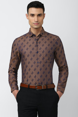 PETER ENGLAND Men Checkered Formal Blue, Brown Shirt