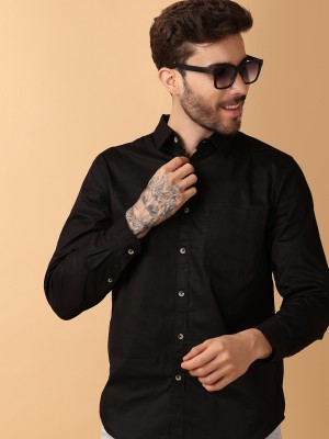 V-MART Men Solid Casual Black Shirt