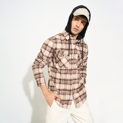 Street 808 by Pantaloons Men Printed Casual Beige, Brown Shirt