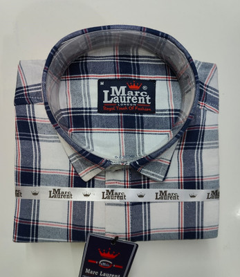Marc Laurent Men Checkered Casual Blue Shirt