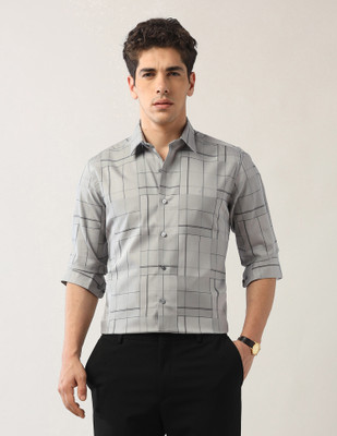 Arrow Newyork Men Checkered Formal Grey Shirt