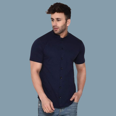 Super Weston Men Solid Casual Dark Blue Shirt