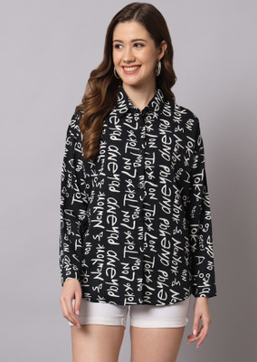 FUNDAY FASHION Women Printed Casual Black, White Shirt