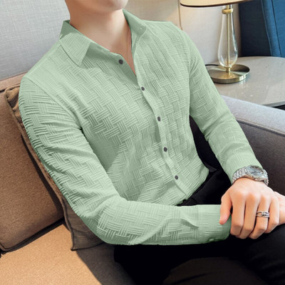 KALP CRAZE Men Self Design Casual Light Green Shirt