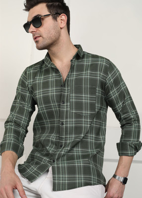 Jai Textiles Men Printed Casual Green Shirt