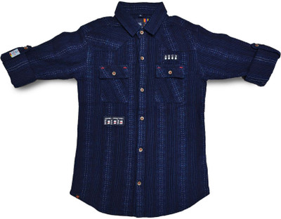 Havok Kids Boys Striped Wedding Dark Blue Shirt