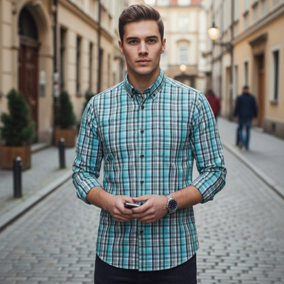 TryTheTrend Men Printed Casual Light Blue Shirt