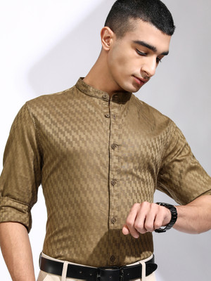 HIGHLANDER Men Printed Casual Green Shirt