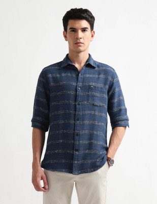 Arrow Sport Men Self Design Casual Blue Shirt