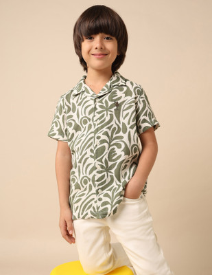 U.S. POLO ASSN. Baby Boys Printed Casual Green, White Shirt