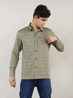 DLANXA Men Checkered Casual Green Shirt