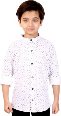 MADE IN THE SHADE Boys Printed Casual White, Blue Shirt