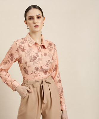 her by invictus Women Printed Casual Brown Shirt