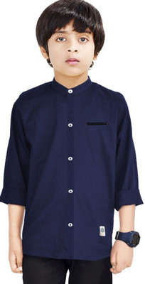 The Crane Boys Solid Casual Dark Blue Shirt