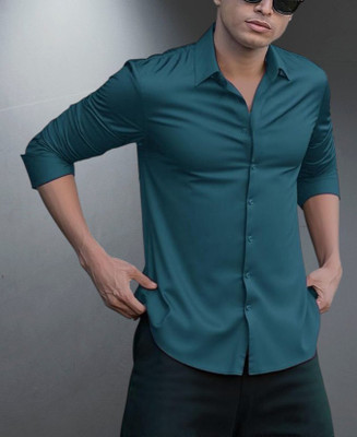 SID FAB Men Solid Casual Dark Blue Shirt