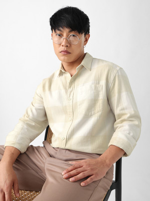 The Souled Store Men Checkered Casual Beige Shirt