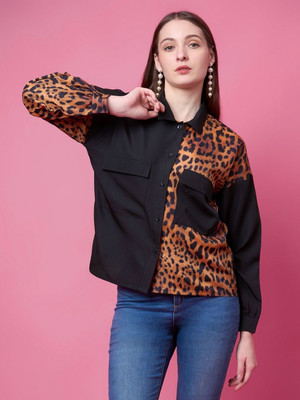 OTTAVIA Women Printed Party Black Shirt