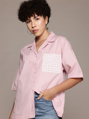 Roadster Women Solid Casual Pink Shirt