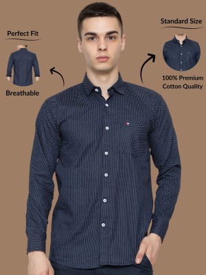 Modernity Men Checkered Casual Dark Blue Shirt