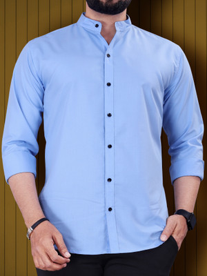 METRONAUT Men Solid Casual Light Blue Shirt