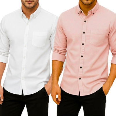 Mensclothing Men Solid Casual Multicolor Shirt(Pack of 2)