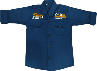 StylerOn Boys Printed Casual Dark Blue Shirt
