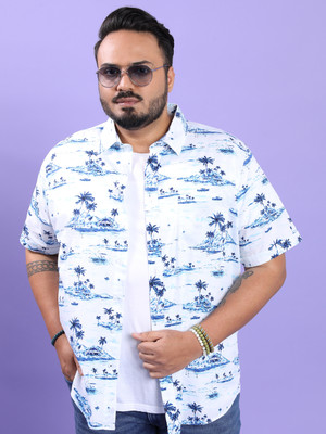 HIGHLANDER Men Printed Casual White, Blue Shirt