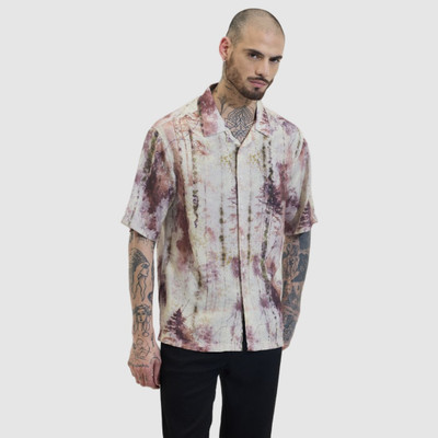 Snitch Men Self Design Casual Beige Shirt