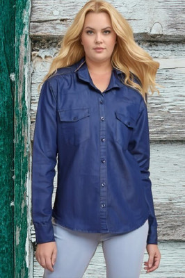 HouseOfCommon Women Solid Casual Blue Shirt