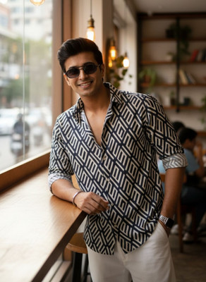 INDICLUB Men Self Design Formal Multicolor Shirt