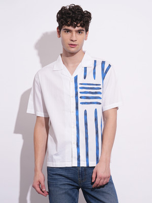 BEING HUMAN Men Printed Casual White Shirt