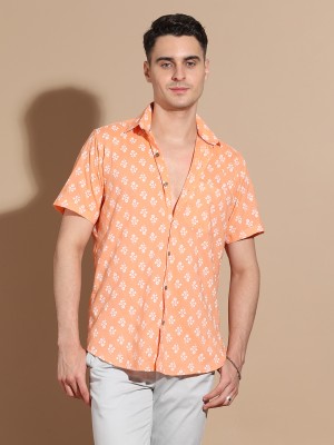 Stylebaazi Men Printed Casual Orange, White Shirt