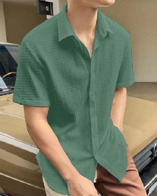 BlueMatrix Men Solid Casual Green Shirt