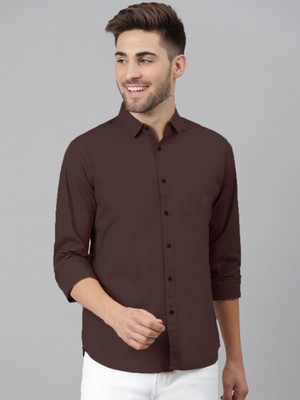 METRONAUT Men Solid Formal Brown Shirt