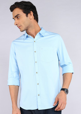 WROGN Men Solid Casual Blue Shirt