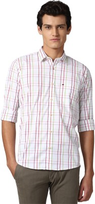 PETER ENGLAND Men Checkered Casual White Shirt