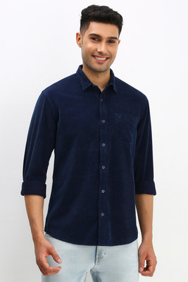 VAN HEUSEN Men Solid Casual Blue Shirt