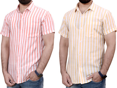 AuzaSho Collection Men Self Design Casual Multicolor Shirt(Pack of 2)