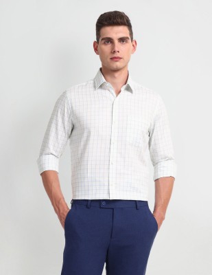 ARROW Men Checkered Formal White Shirt