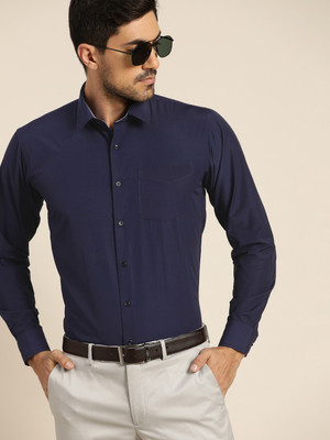 Hancock Men Solid Formal Blue Shirt