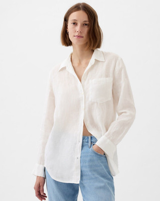 GAP Women Solid Casual White Shirt